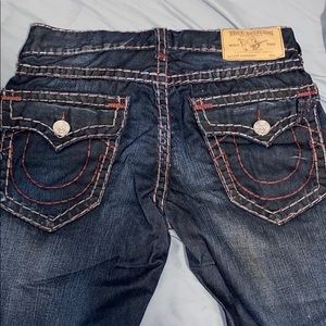 True religion, straight jeans, red lace
